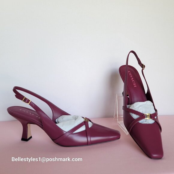 COACH Rowyn Smooth Leather Slingback Pumps- Pink- Women’s Size 8.5B ⭐ - Picture 1 of 16